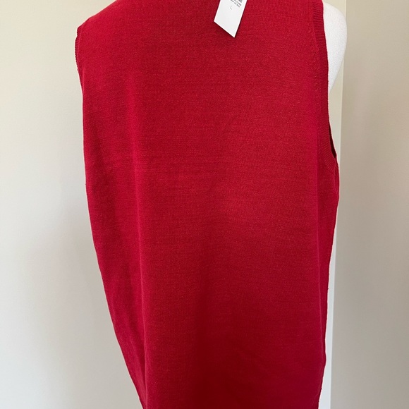 NWT Ann Taylor Red Linen Blend Sleeveless Crew Neck Sweater Size Large - Picture 7 of 10